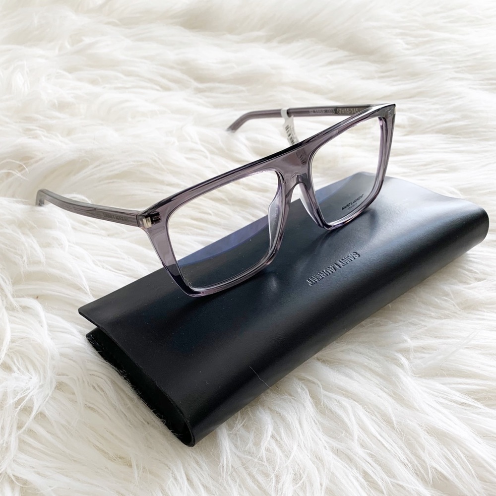 Saint Laurent Transparent Lavender Rectangular Glasses - Picture 2 of 13